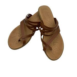 BOC Born Alisha Brown Strappy Slip On Thong Sandals Toe Ring Brown Sz 9 SEE NOTE